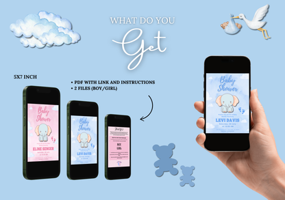 Babyshower Uitnodiging Boy & Girl
